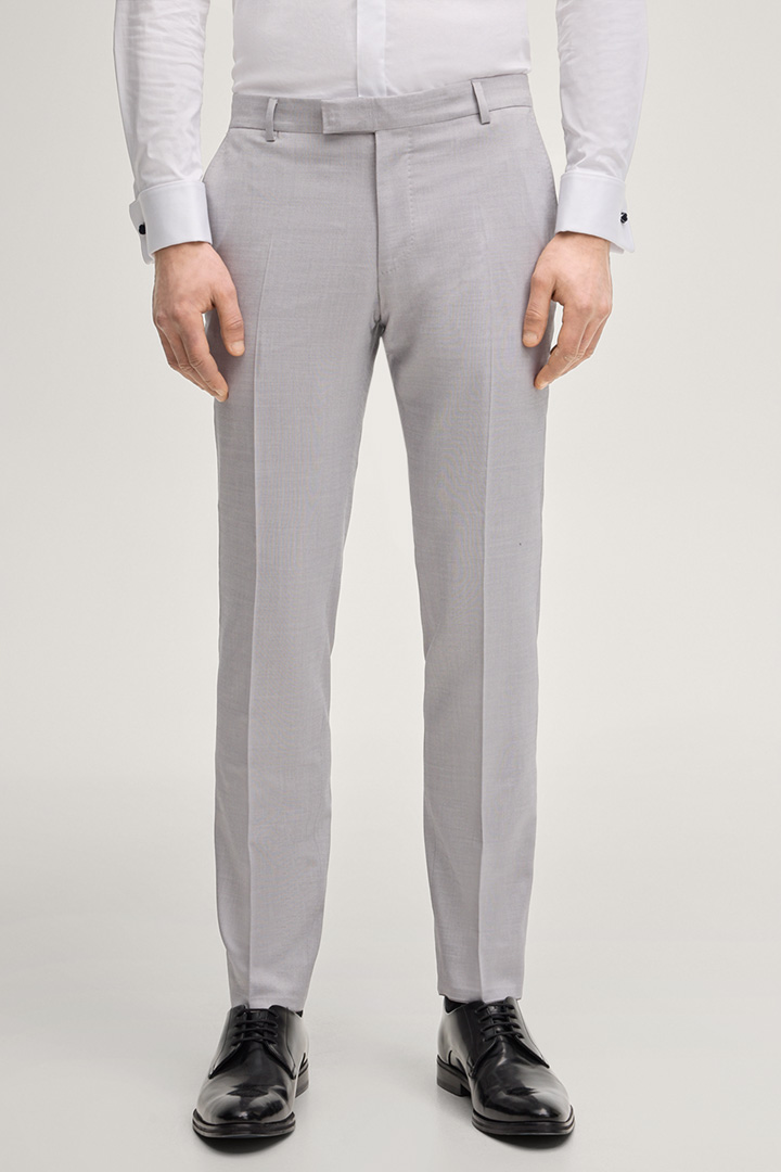 Leads to product detail page "Blayr Modular Suit Trousers in Light Grey"