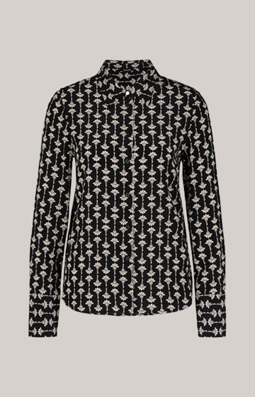 Hemdbluse in Schwarz gemustert