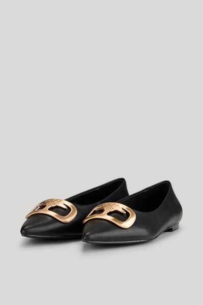 Unico Cresta Lily Pointed Ballet Flats in Black