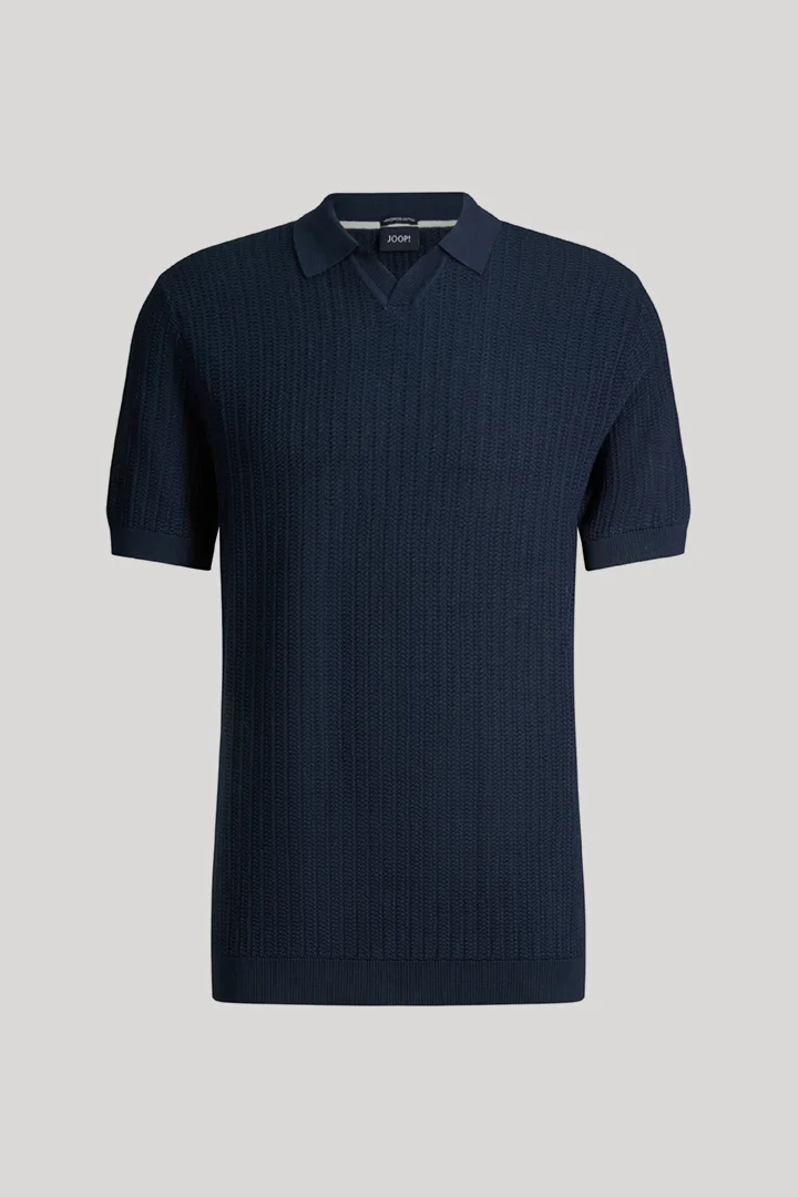 Führt zu Produktdetailseite „Strick-Poloshirt Baoron in Navy"