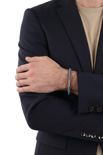 Leads to product detail page "Nylon bracelet with stainless steel in blue/silver"