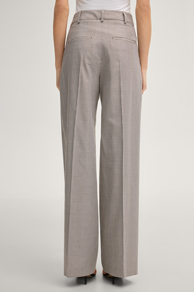 Bundfaltenhose Paris in Creme/Braun kariert