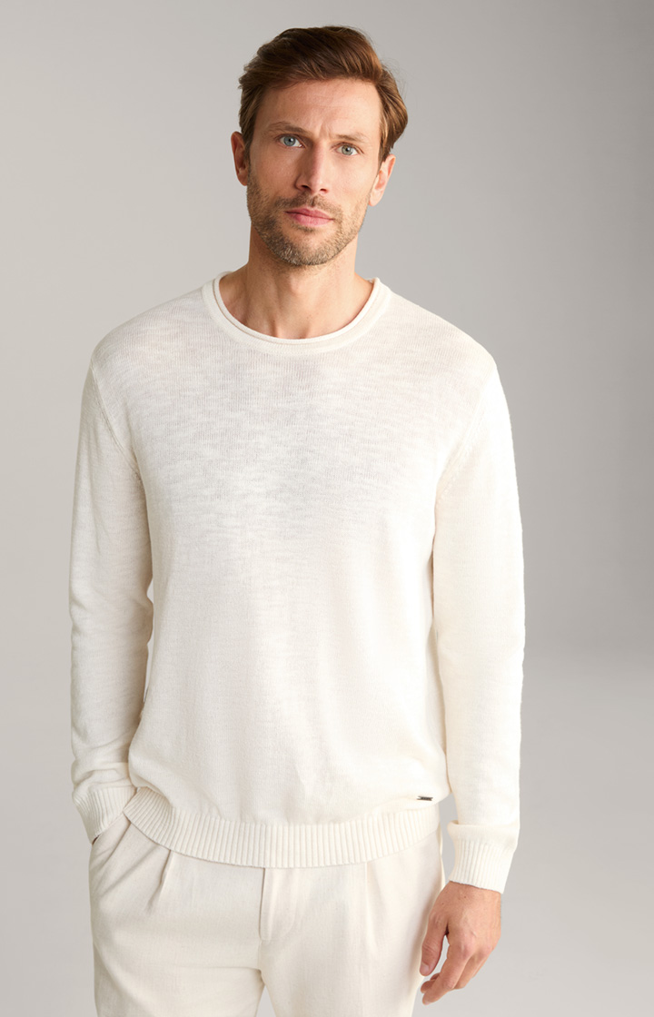 Sweter Mendor z mieszanki lnu w kolorze naturalnym