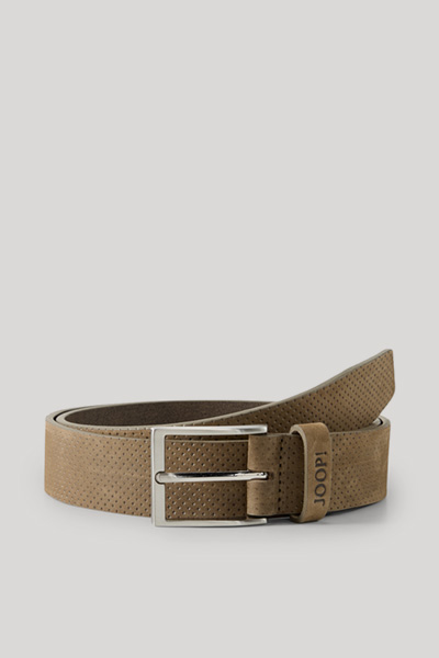 Leads to product detail page "Khaki leather belt"