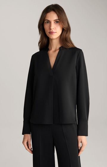 Blair Twill Crêpe Blouse in Black