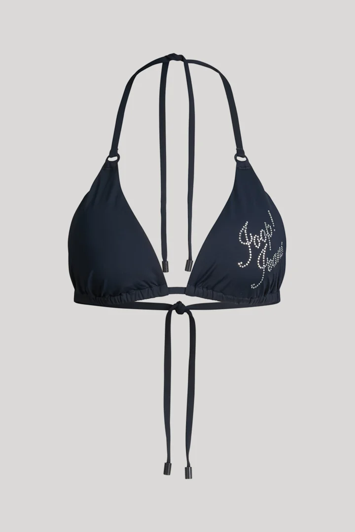Leads to product detail page "Triangle bikini top in navy"