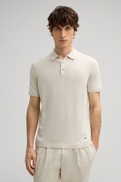 Maliosor Knitted Polo Shirt in Light Beige