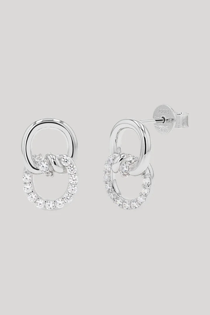 Leads to product detail page "Silver stud earrings with cubic zirconia"