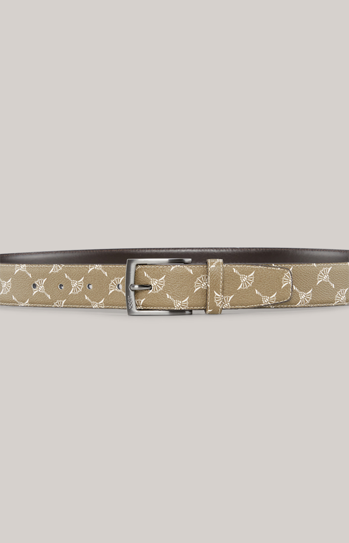 Leather Belt in Olive, patterned