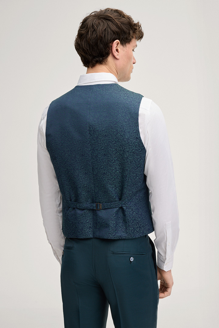 Weazer Suit Waistcoat in a Petrol Pattern