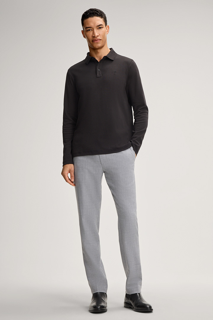 Leads to product detail page "Pero Long-sleeved Polo Shirt in Black"