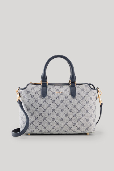 Leads to product detail page "Mazzolino lauren handbag in navy"