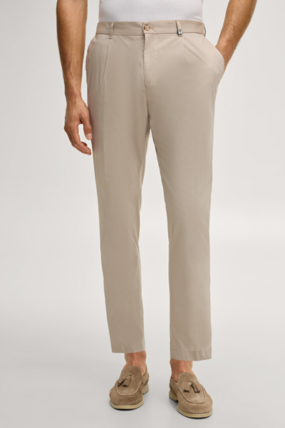Lester modular suit trousers in brown/cream