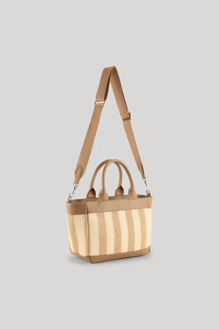 Führt zu Produktdetailseite „Handtasche Calduccio Spiaggia Yvette in Beige/Hellbraun gestreift"