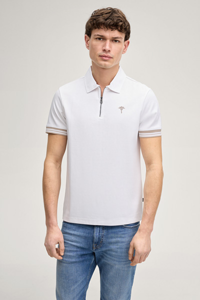 Zip-Poloshirt Warley in Weiß