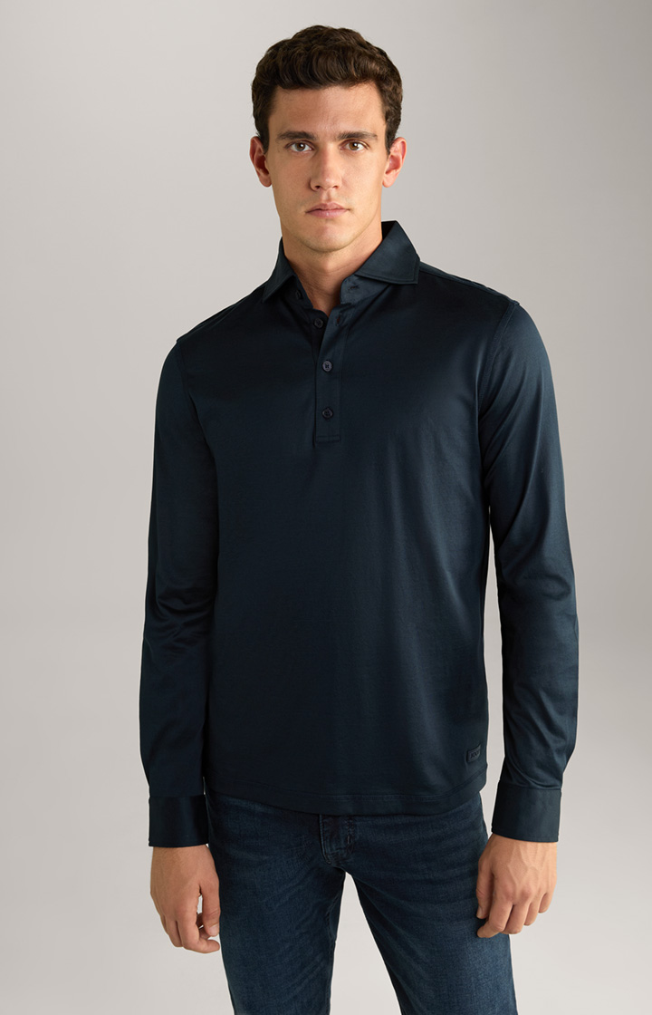 Long-sleeved Baldwin Polo Shirt in Dark Blue