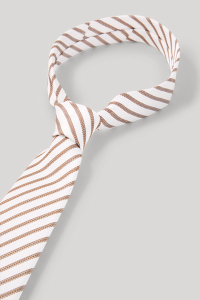 Beige/white striped tie