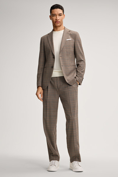 Rennet modular pants in brown checkered pattern