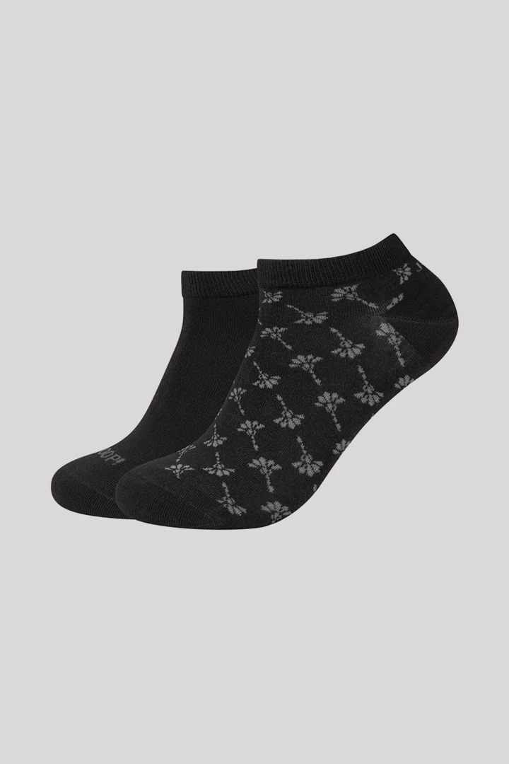 Führt zu Produktdetailseite „2-er-Pack Unisex Premium Sneaker-Socken in Schwarz/Schwarz gemustert"