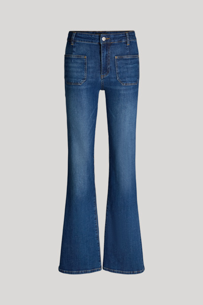 Bootcut Jeans Elea, hohe Taille in Mid Blue washed
