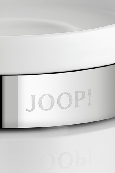 JOOP! CHROMELINE Round Soap Dish in Chrome/Ceramic, White