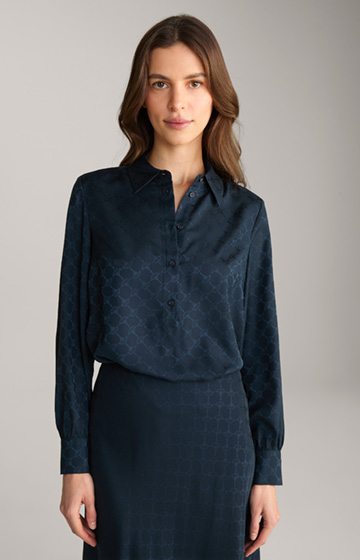 Blouse in a Navy Pattern