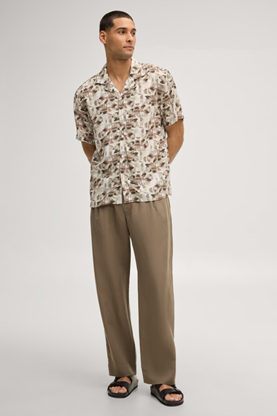 Kurzarm-Hemd Hanes in Beige gemustert