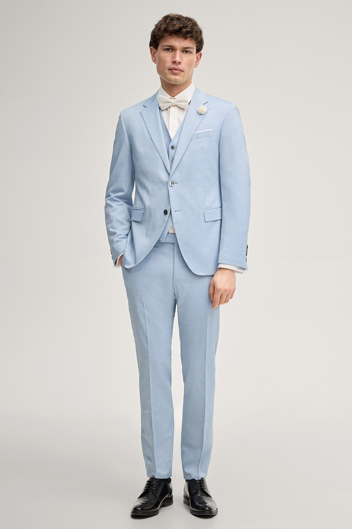 Leads to product detail page "Wedding modular suit pants Blayr in light blue"