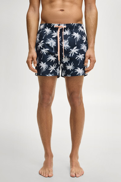 Navy patterned swim shorts