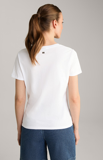 Cotton T-Shirt in White/Blue
