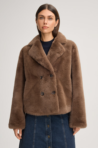 Orsina Reversible Teddy Jacket in Cognac