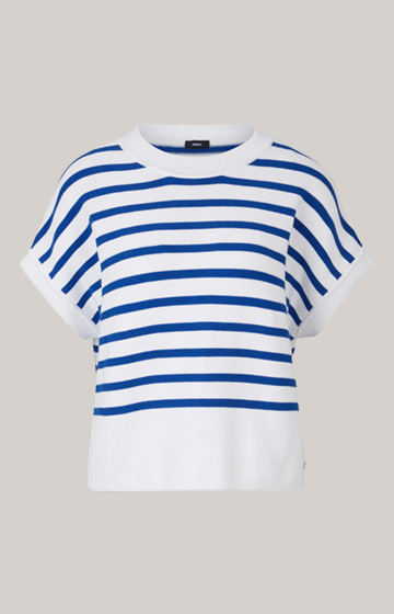 Cotton Knitted Jumper in Blue/White Stripes