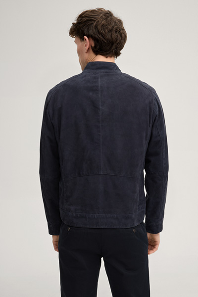 Velours-Lederjacke Ason in Navy