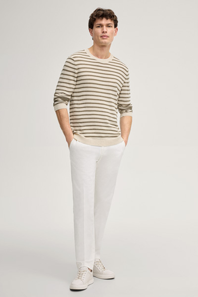 Pullover Malior in Beige/Offwhite gestreift