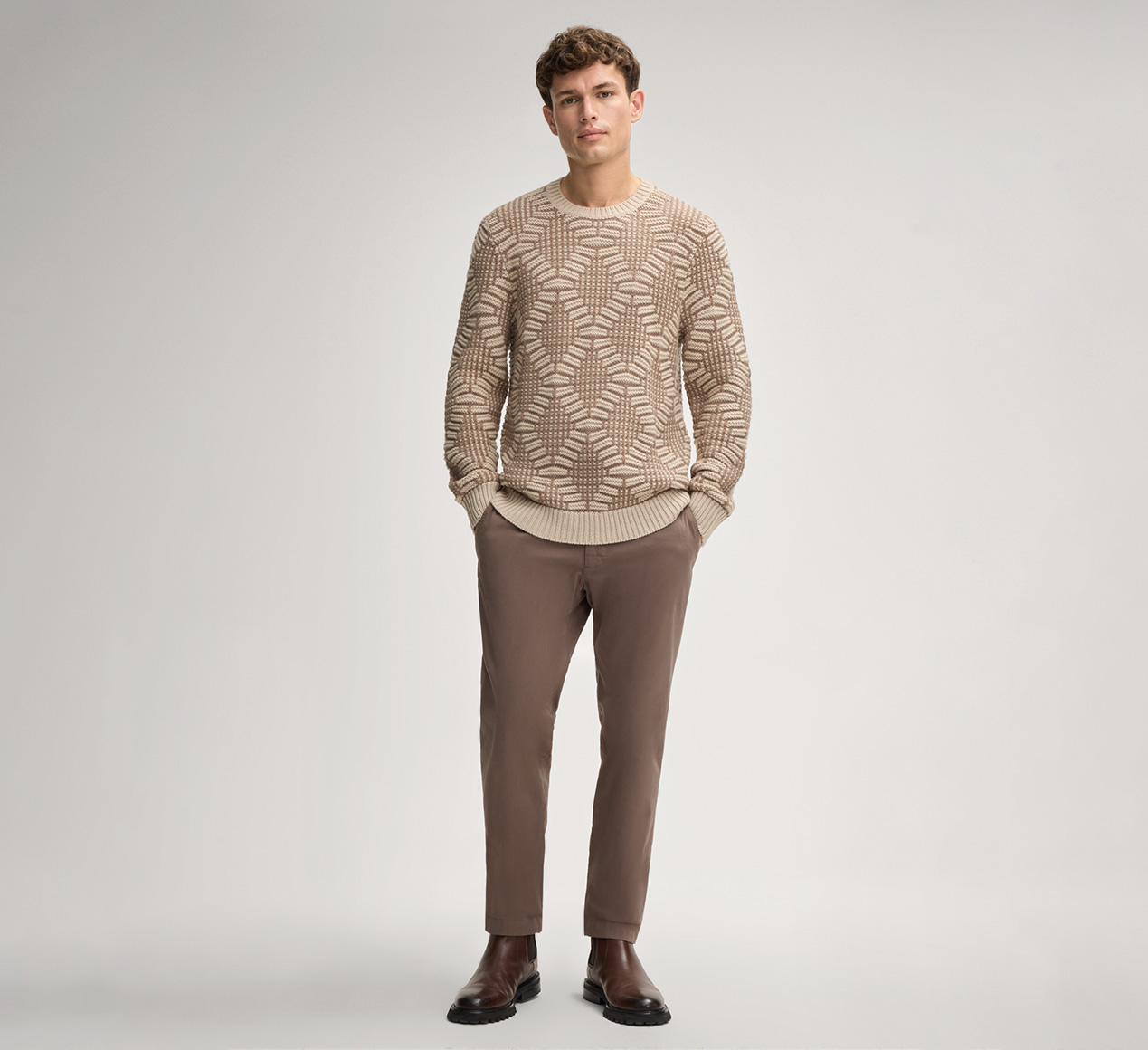 JOOP! präsentiert das Produkt Pullover Diamondor in Beige gemustert aus der Kategorie Strick