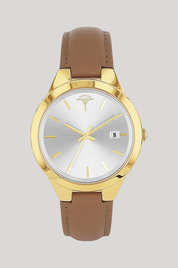Leads to product detail page "Women's wristwatch in gold/brown"