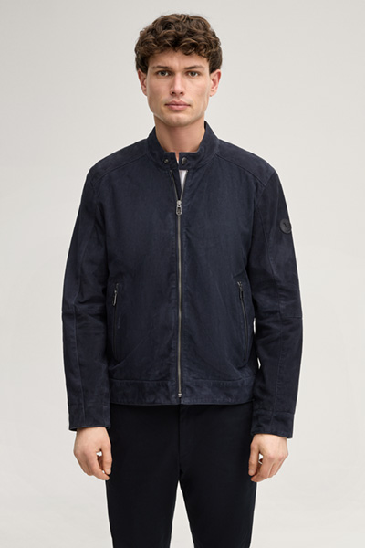 Velours-Lederjacke Ason in Navy