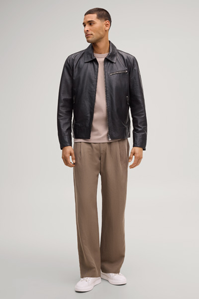 Aleks leather jacket in dark brown