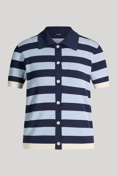 Poloshirt Kasha in Navy/Hellblau gestreift
