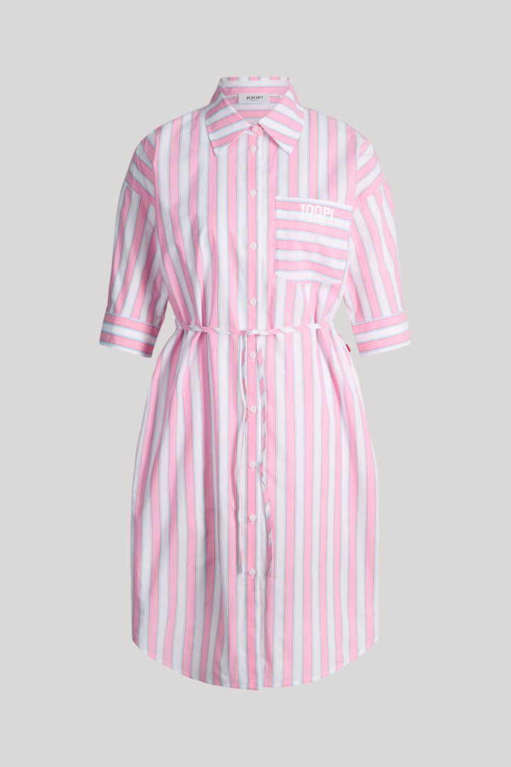 Leads to product detail page "Dua shirt dress in pink and white stripes"