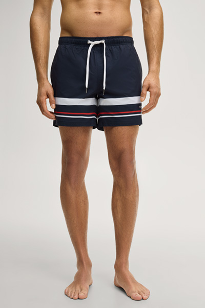Dark blue striped swim shorts