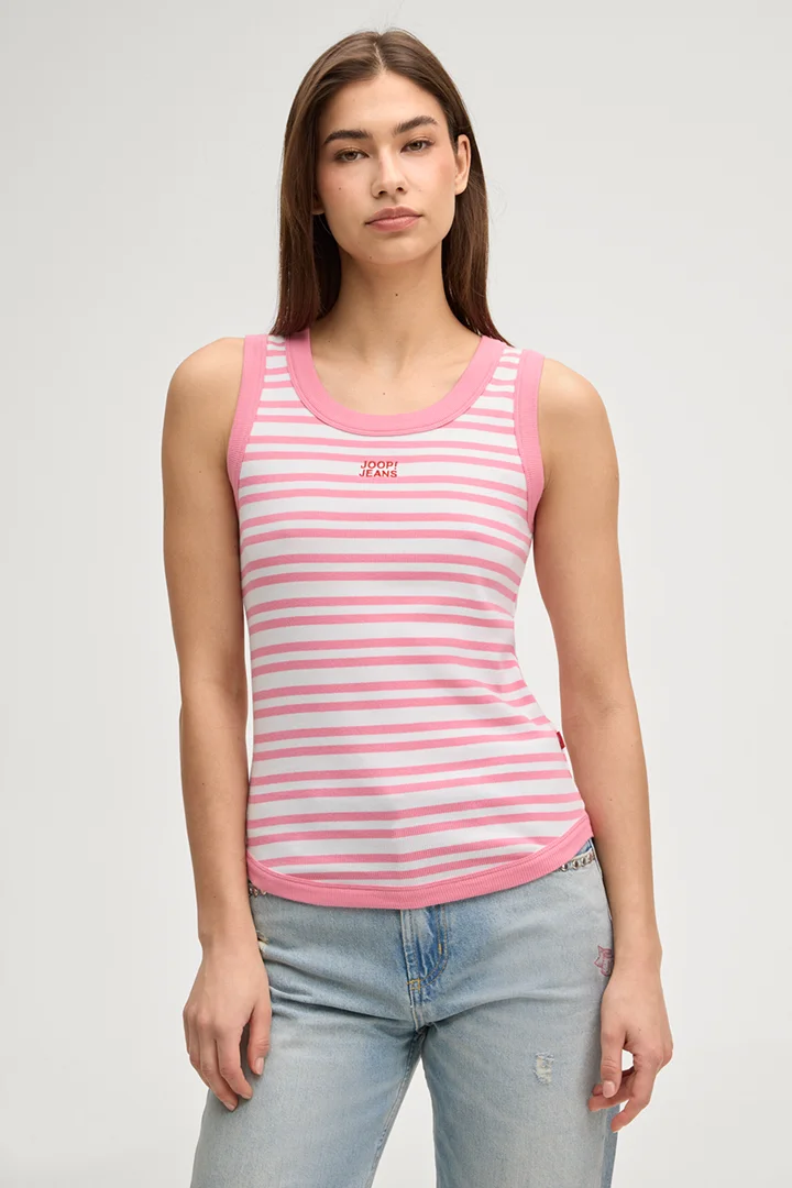 Leads to product detail page "Top Tiani in pink/white stripes"