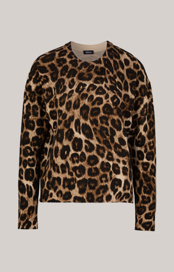 Leoprint-Pullover in Braun/Schwarz