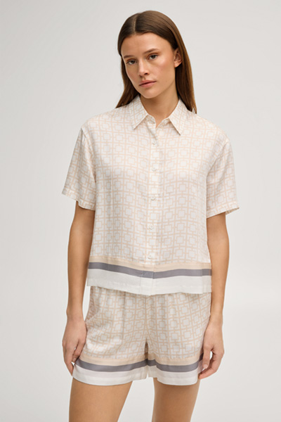 Loungewear shirt Modern Essence in cream patterned