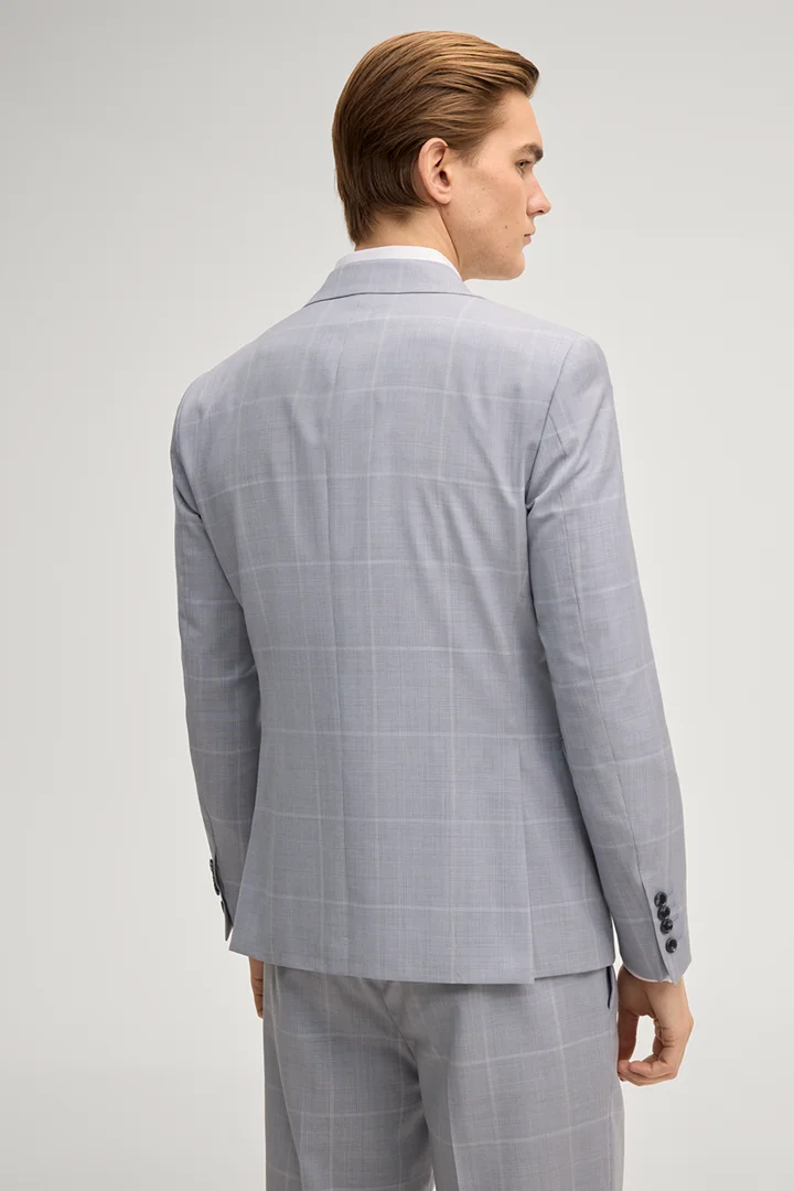 Baukasten-Sakko Hodge in Hellblau kariert