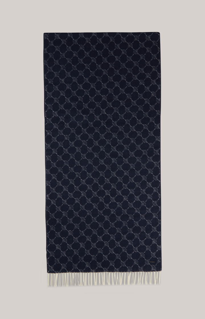 Dzianinowy szal Fabio w kolorze ciemnobrązowym ze wzorem
