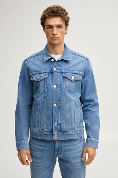 Leads to product detail page "Jaxon denim jacket in mid-blue"