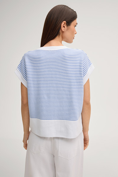 Strickshirt Kipe in Hellblau/Weiß gestreift