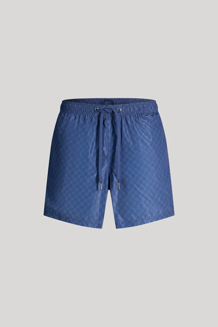 Leads to product detail page "Swim shorts in cornflower blue"