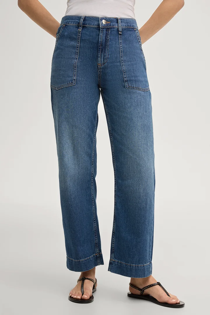 Jeans Esra in Denimblau, mittlerer Bund